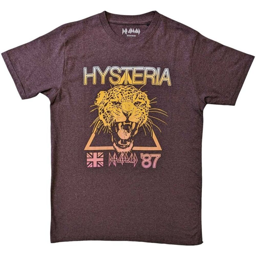 Def Leppard Hysteria '87 Brown Graphic Short Sleeve Tee